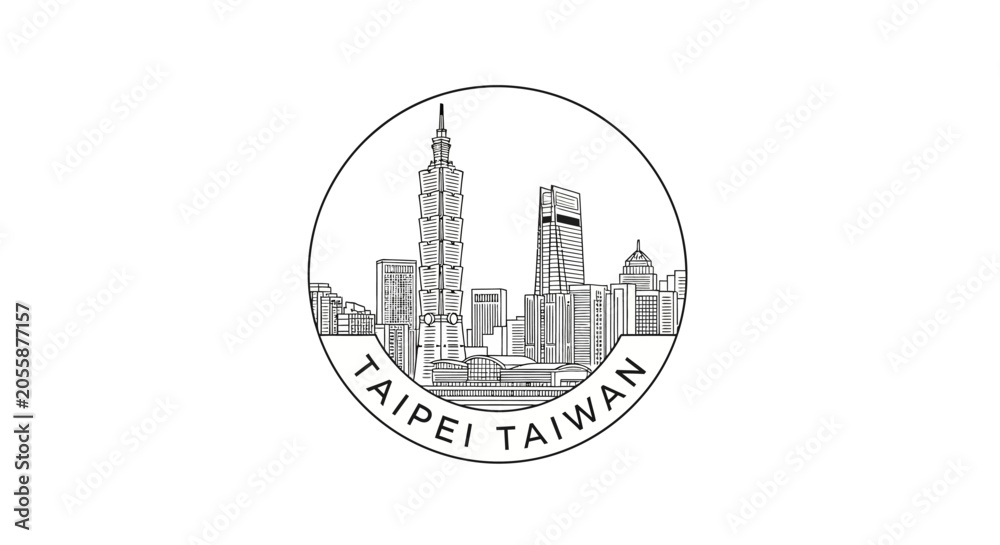 Obraz premium Taipei Taiwan Skyline Cityscape Circle Illustration