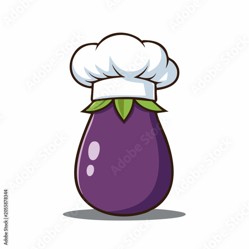 Cartoon Eggplant Chef Character