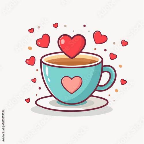 Cute Coffee Cup with Hearts