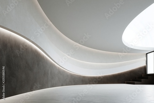Abstract architectural curve interior minimal white space