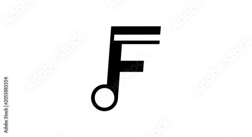 Fotografie Black musical note symbol on a white background, simple and clear