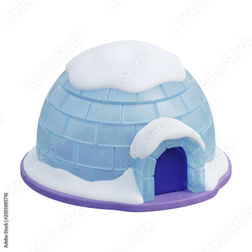 Stylized 3D Render of a Snow-Covered Igloo