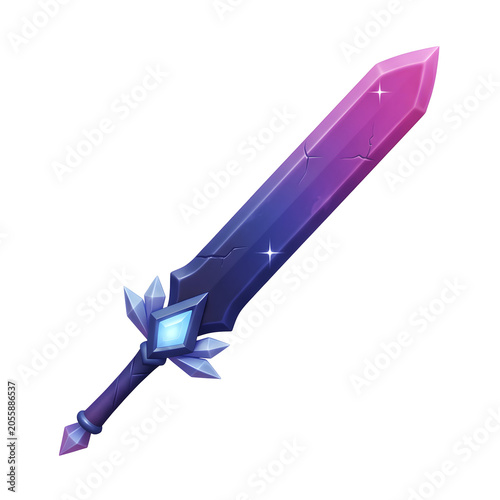 Stylized fantasy sword with crystal details