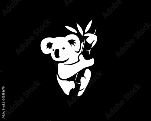 Photography koala climb art bamboo silhouette logo design template illustration inspiration