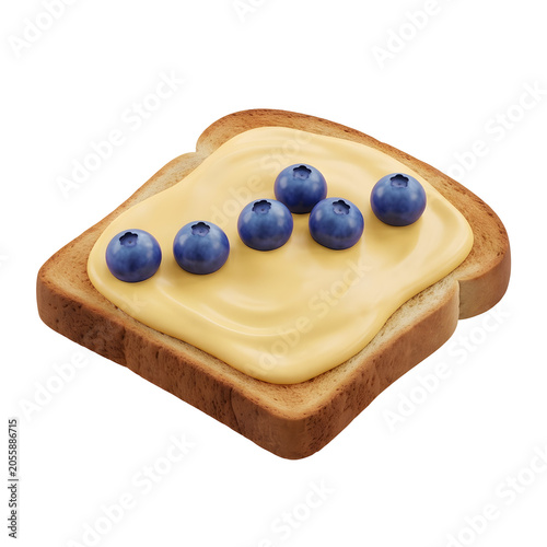 Toast with Cream Cheese and Blueberries