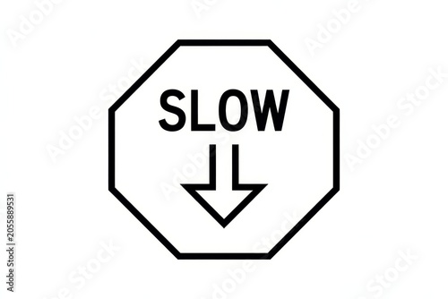 Slow Down Sign Icon with Arrow Isolated on White Background