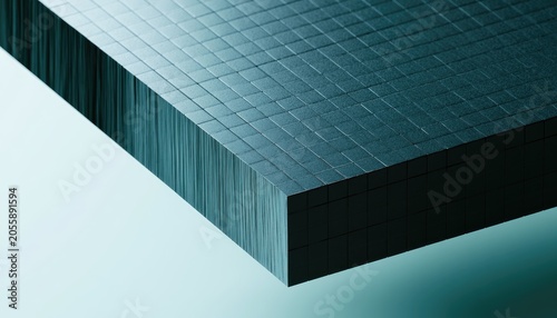 Close-up of a dark, textured surface with a grid pattern, highlighting its layered structure