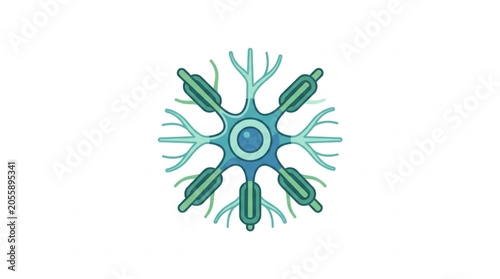 Quadro su tela Abstract representation of a neuron cell with branching dendrites and axon terminals