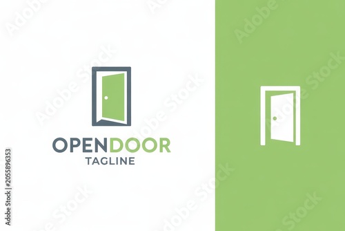 Open Door Minimalist Logo Design Template with Tagline and Color Variations