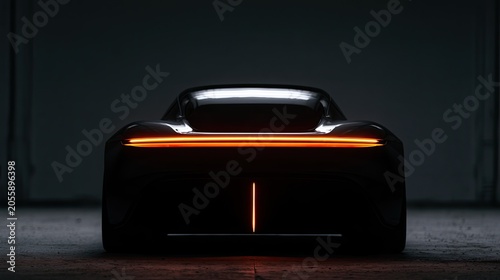 Sleek, modern electric car rear with illuminated horizontal light bar