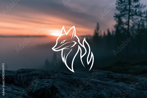 A serene Nordic wilderness landscape featuring shifting fog and dramatic twilight colors, showcasing a tranquil natural scene
