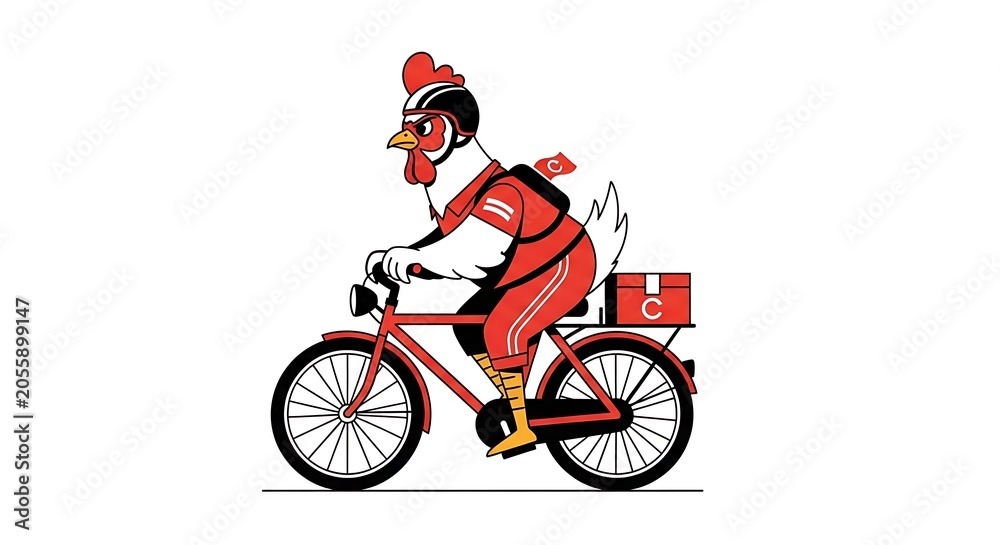 Fototapeta premium Red motorcycle rider in motion on road.