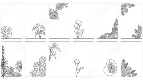 Foto Tropical leaf illustrations for story templates and backgrounds.