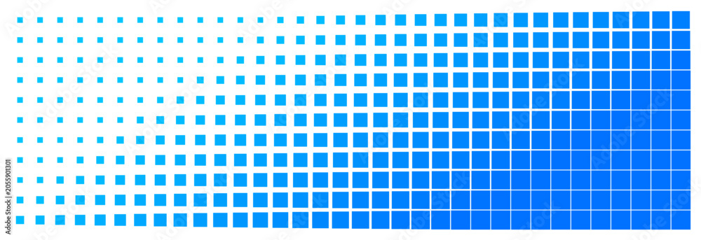 Fototapeta premium Blue Square Halftone Gradient Pattern Background for Modern Digital Design and Abstract Graphic Art Projects Featuring Geometric Pixelated Transition Effect
