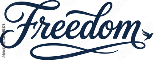 Fotografie Freedom script typography elegant hand lettered wordmark design