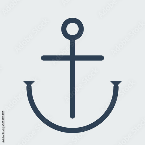 Canvas Print A minimalist dark blue ship anchor icon with a circular base and crossbar graphi