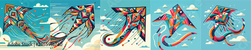  UNIQUE KITE VECTOR FLATDESIGN