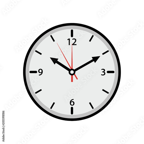 Принти на полотні A simple round wall clock showing the current time on a white background
