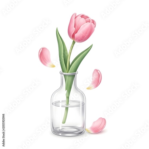 Pink tulips in a clear glass vase