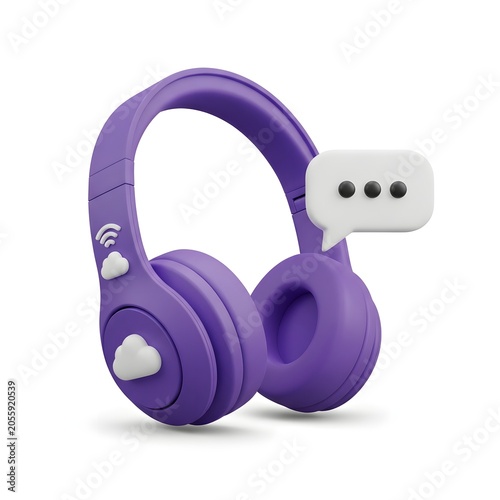 Purple wireless over-ear headphones with mic