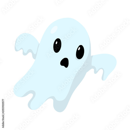 Cute Ghost Spirit Halloween Character — Spooky Cartoon Flat Vector Illustration