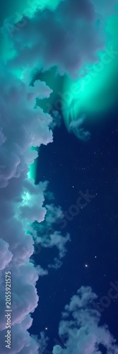 Auroral clouds undulate across star-studded expanse, astronomy, glowing