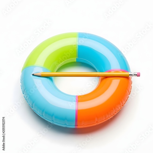 Pencil balancing on colorful globe
