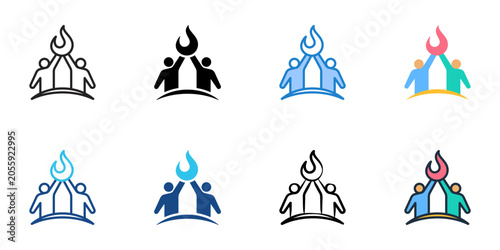 Принти на полотні Team spirit icons set multiple style collection