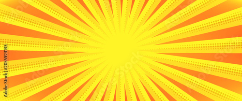 Dynamic anime explosion background with radial comic speed lines and halftone dots - bright burst effect radiating from center for manga panels, action scenes, superhero graphics or retro pop art.