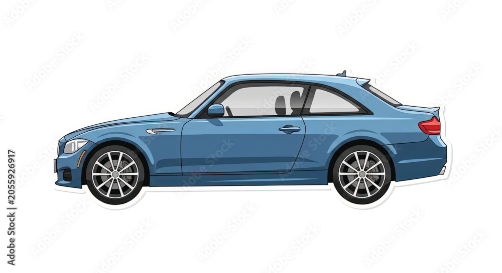 Fototapeta premium Blue car with alloy wheels side.