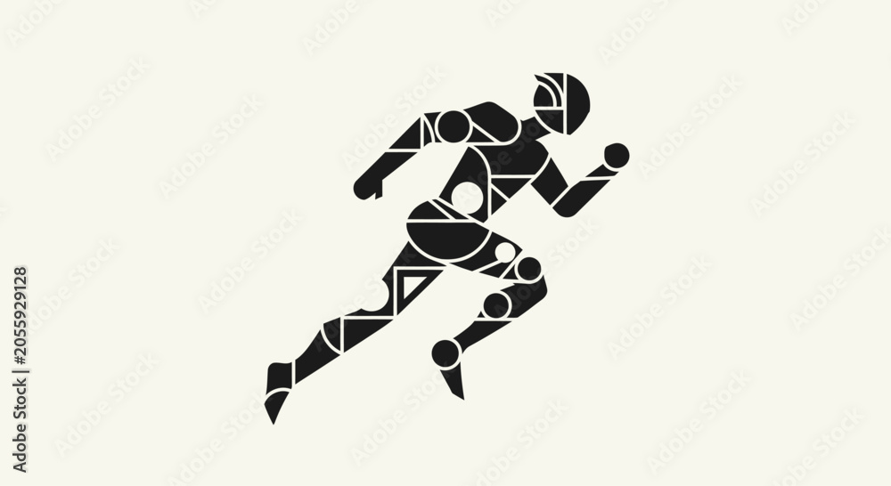 Fototapeta premium Abstract Geometric Running Human Figure Vector Illustration