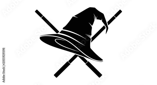 Fotografi Wizard Hat and Crossed Wands Icon