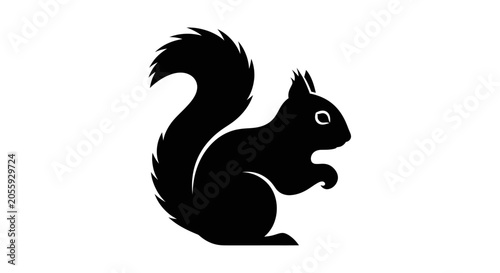 Canvastavla Black Squirrel Silhouette Icon on White Background
