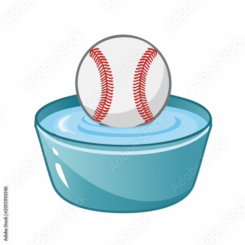 Baseball in a bowl of water