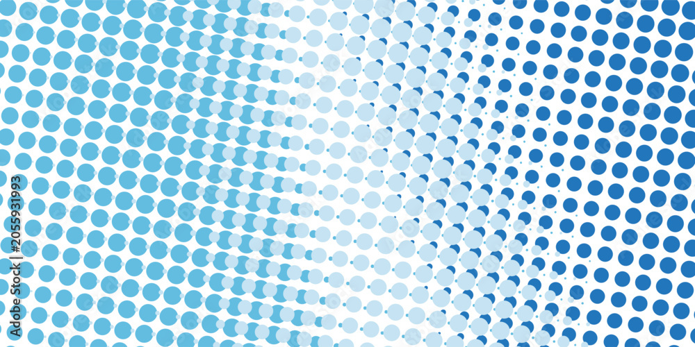 Fototapeta premium Vector abstract blue background frame of geometric shapes. Circular ornament. Pattern of dots, particles, molecules, fragments art modern simple design