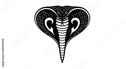 Foto Stylized Black and White Cobra Snake Symbol