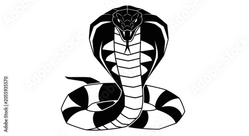 Bild auf Leinwand Black and White Cobra Snake Vector Illustration