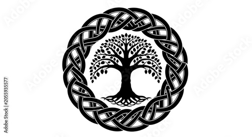 Quadro su tela Celtic Tree of Life in Intricate Knotwork Circle