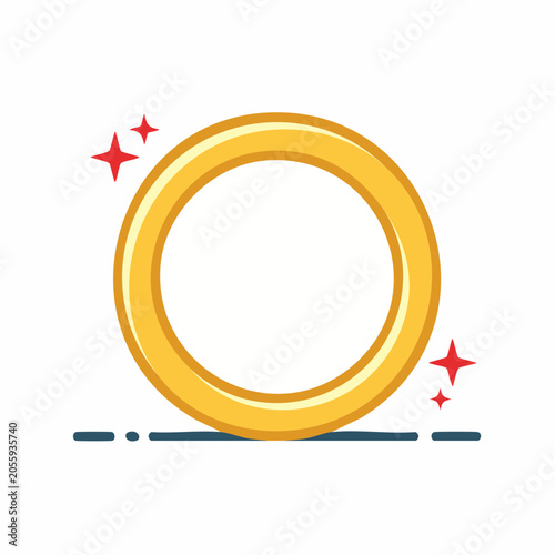Golden Ring Icon with Sparkles
