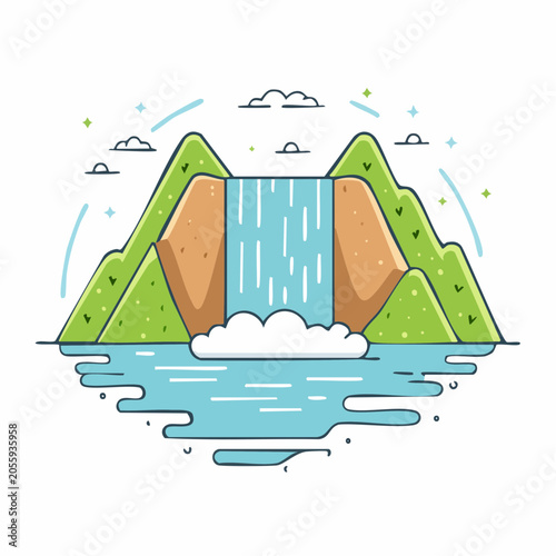 Stylized Waterfall Illustration