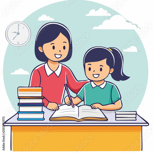 Teacher Helping Student with Homework