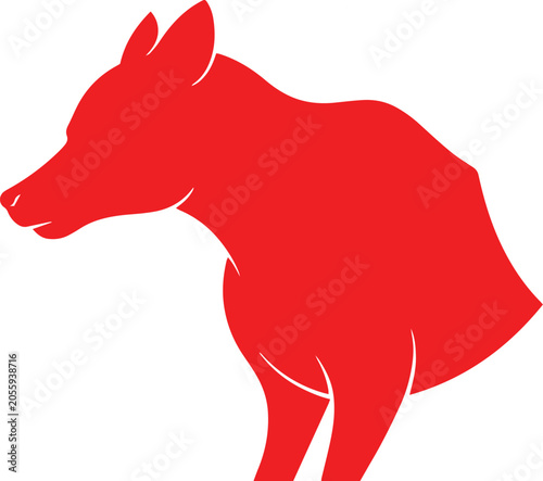 Red Silhouette Cow Outline Vector Illustration Minimalist Animal Art