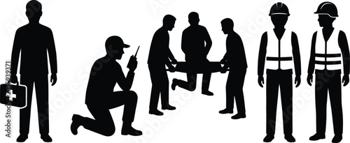 Quadro su tela First aid and construction rescue team illustration