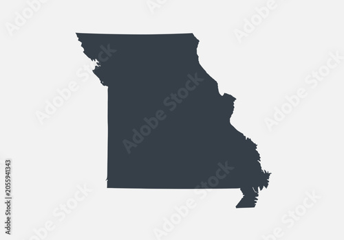Tableau sur toile Missouri State Map Silhouette - Dark Gray Minimalist Outline on White Background