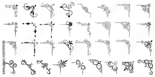 Canvastavla Vector illustration of decorative frame corner set