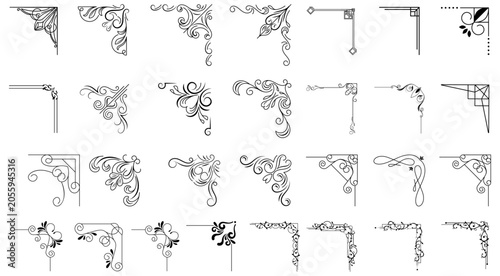 Konstfotografi Vector illustration of decorative frame corner set