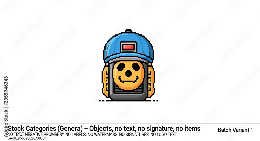 Naklejka premium Smiling Lego Minifigure Wearing Helmet.