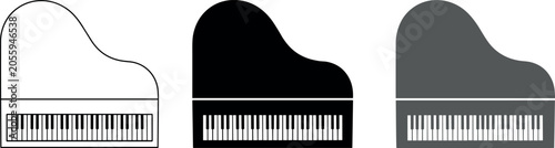 Canvas Print Grand piano top view vector illustration icon set featuring outline silhouette a