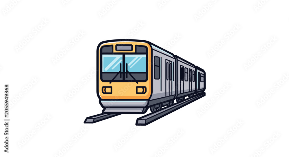 Fototapeta premium Yellow Train on Railway Tracks.