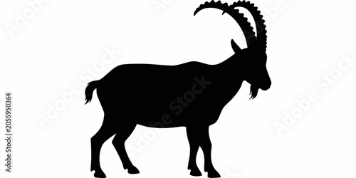 Obraz na płótnie Alpine Ibex Silhouette Vector Design Minimalist Mountain Goat Graphic Illustrati